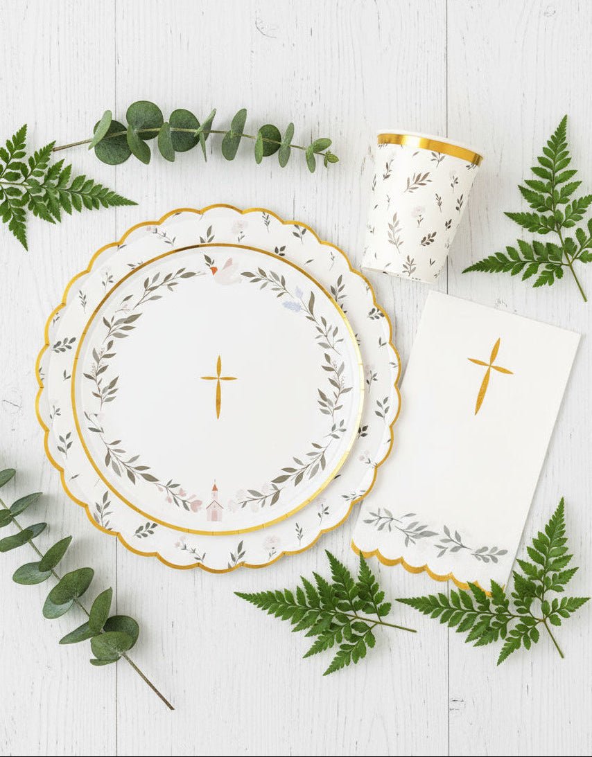 Floral Eucalyptus Large Paper Plates 10" (8 Pack) - themonogram manor 