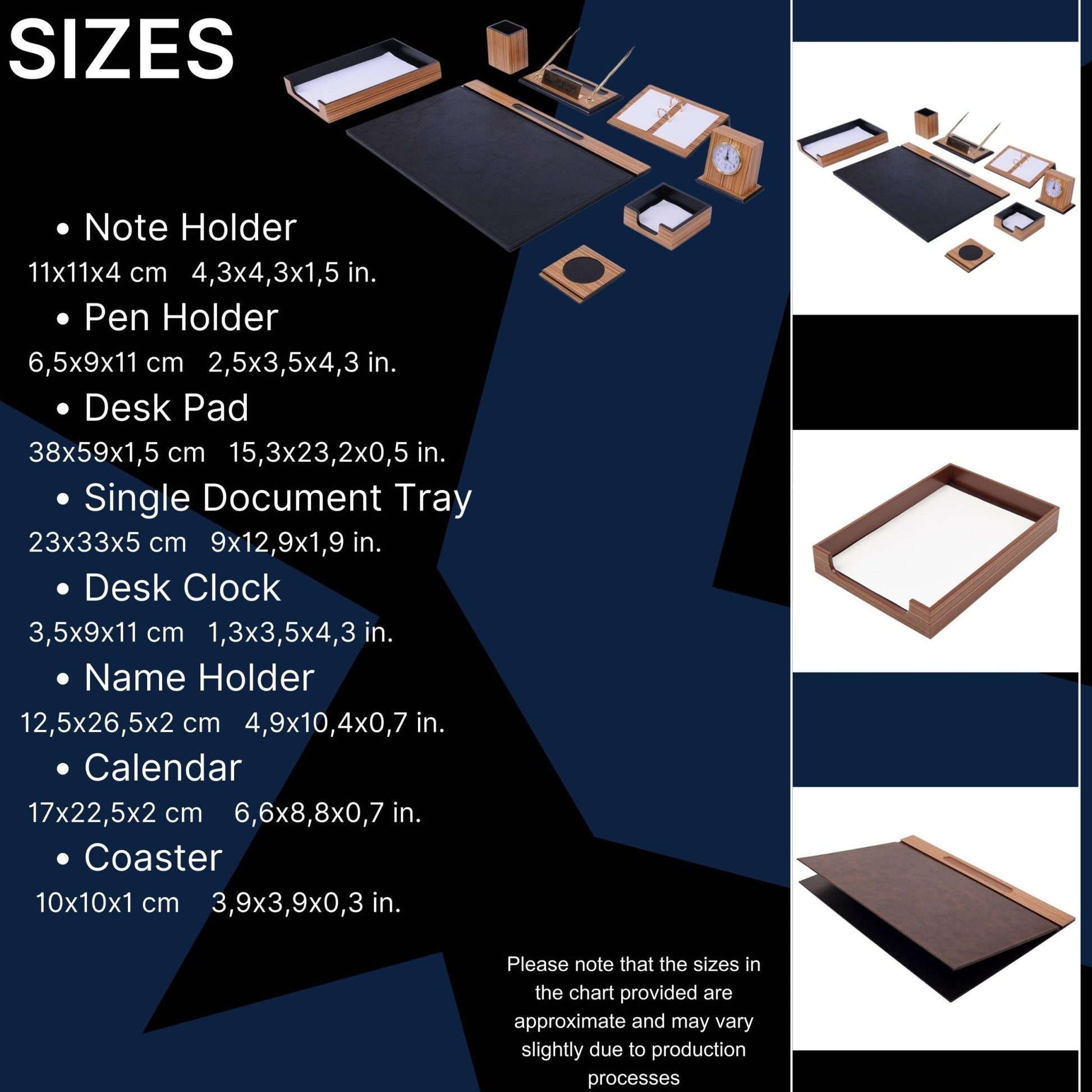 MOOG Zebrona Leather Desk Set - Black - 11 PCS - themonogram manor 