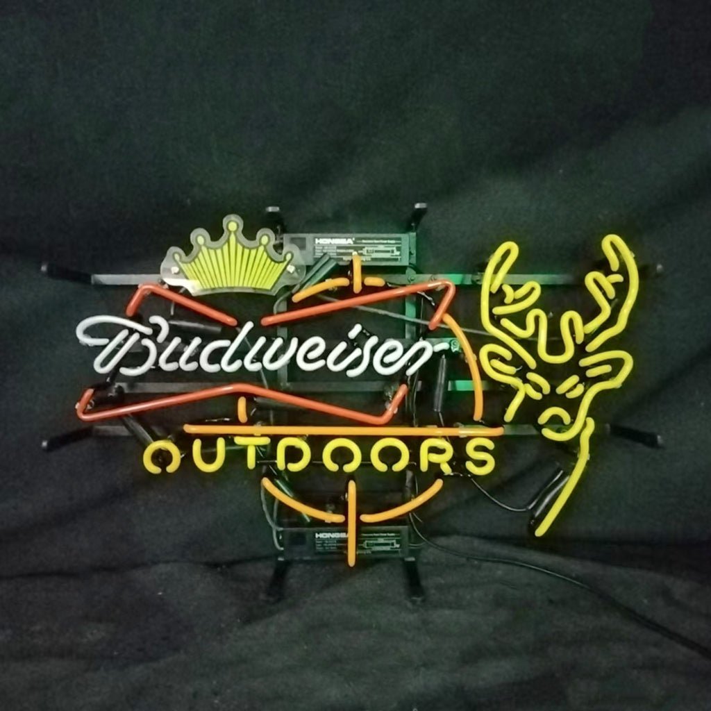 Budweiser Outdoors Deer with Crown Neon Signs - themonogram manor 