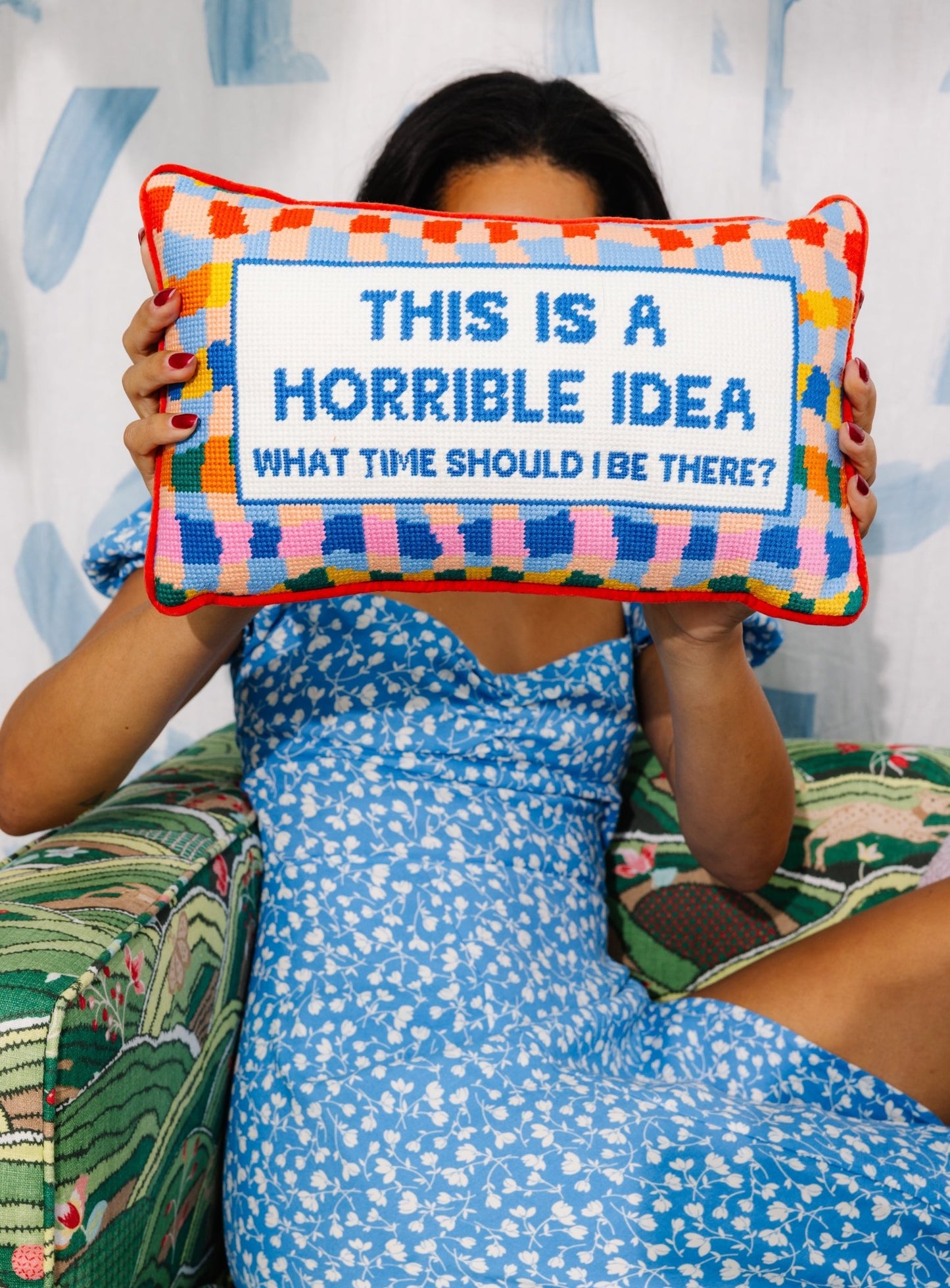 Horrible Idea Needlepoint Pillow - themonogram manor 