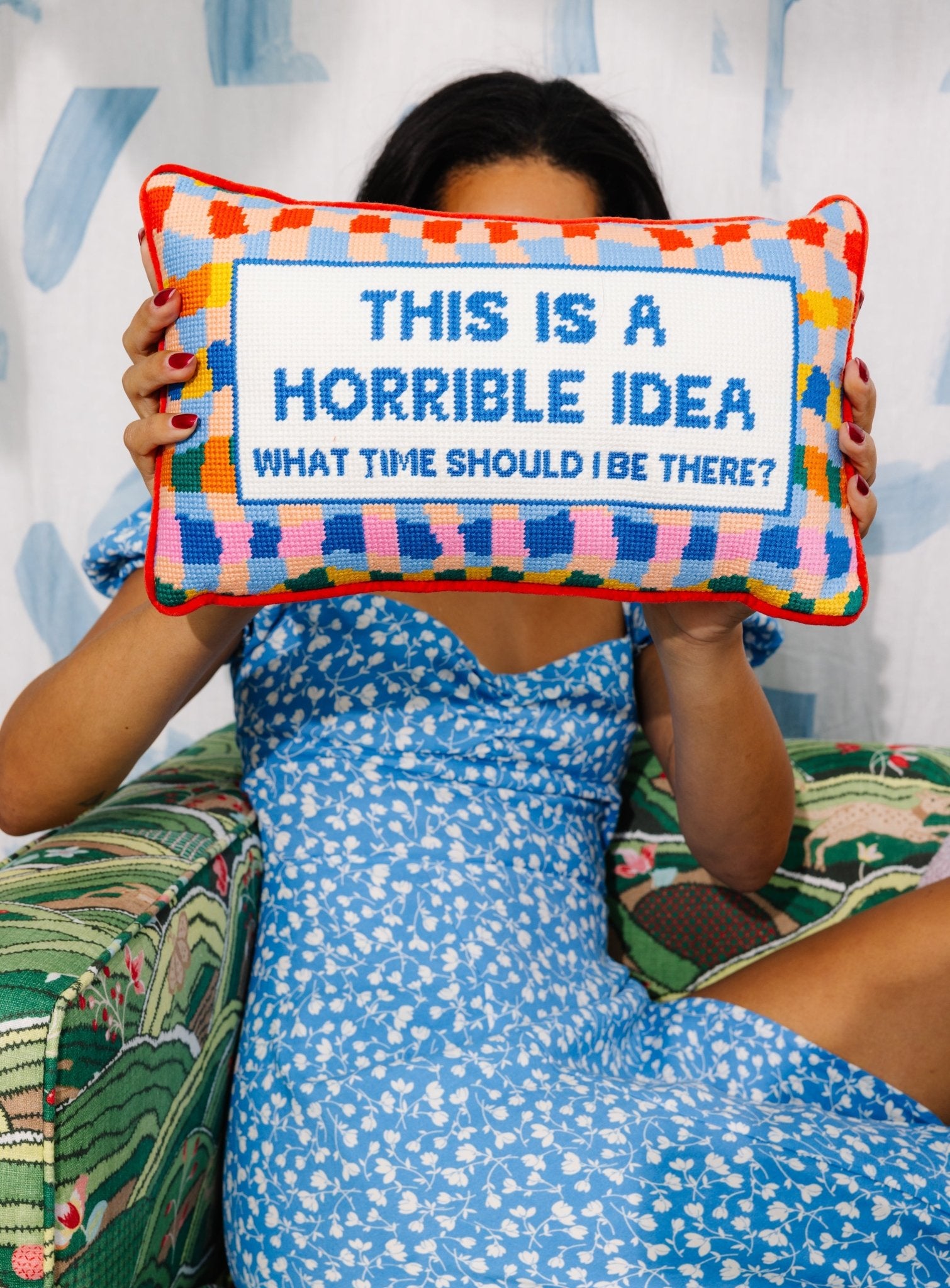 Horrible Idea Needlepoint Pillow - themonogram manor 