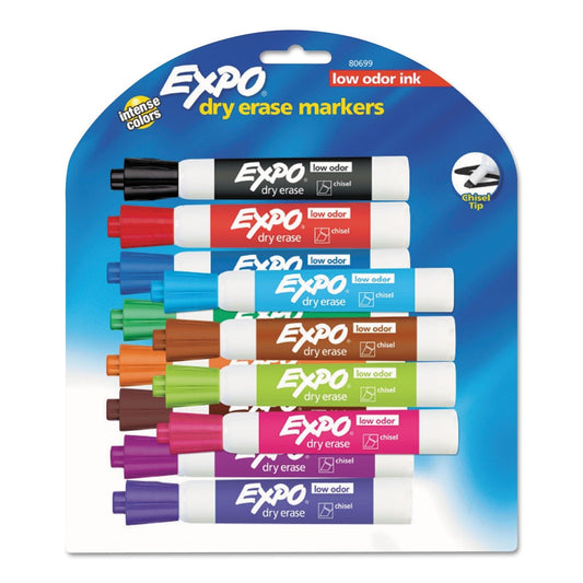 EXPO Low - Odor Dry - Erase Marker, Broad Chisel Tip, Assorted Colors, 12/Set - themonogram manor 