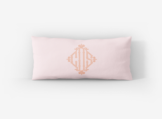 Solid Bamboo Monogram Lumbar Pillow Cover - themonogram manor 