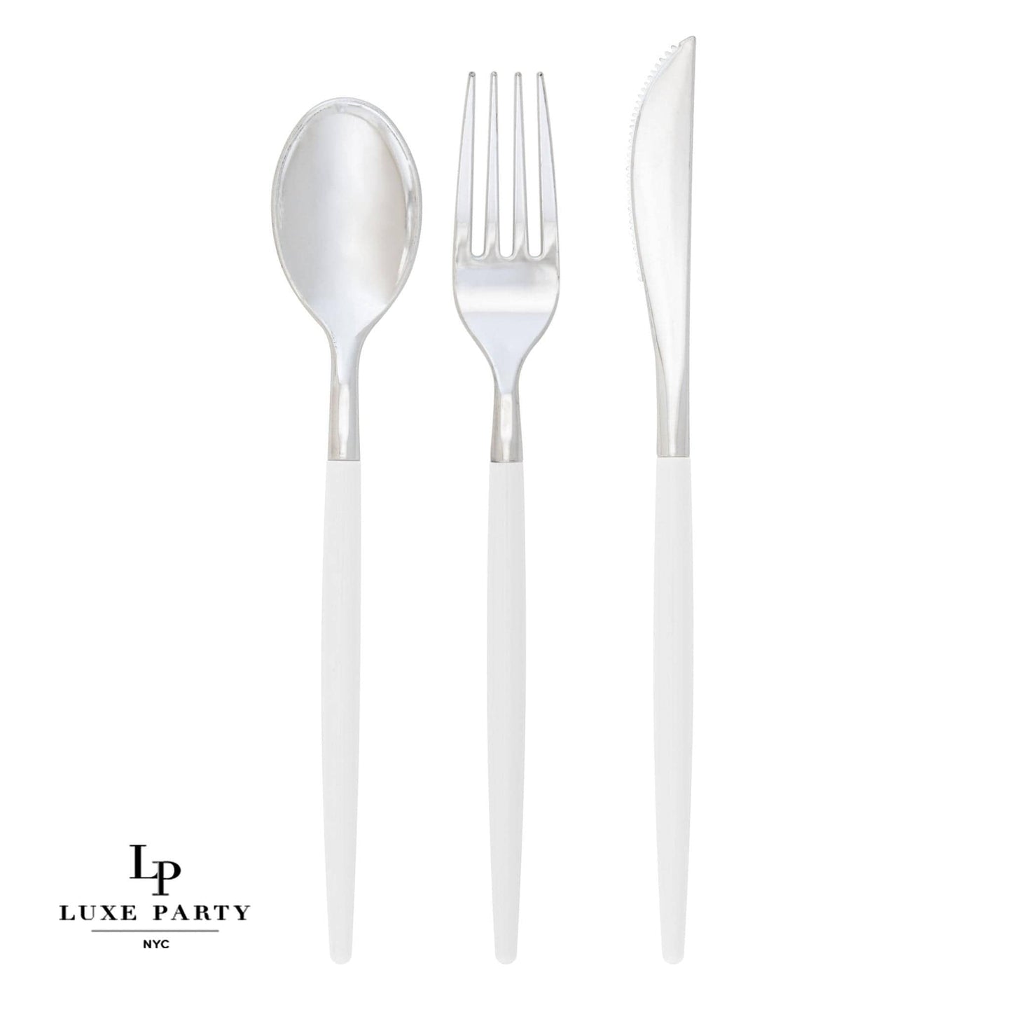 Chic Round Clear and Silver Forks | 32 Pieces - themonogram manor 
