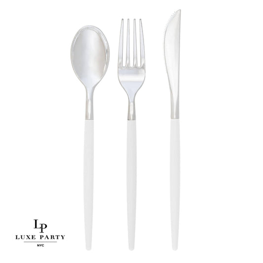 Chic Round Clear and Silver Forks | 32 Pieces - themonogram manor 