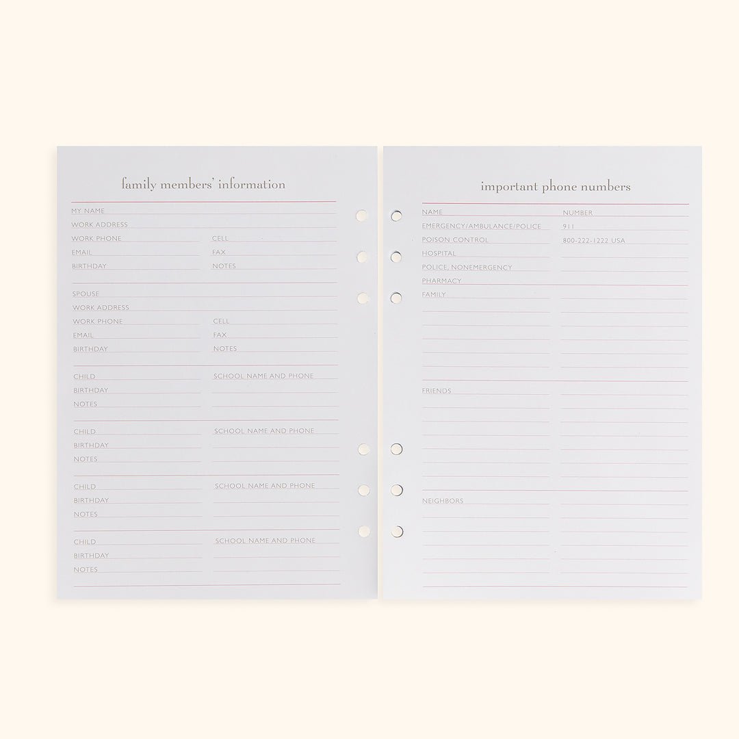 A5 Inserts for Weekly Planner Personal Portfolio 2026 - themonogram manor 
