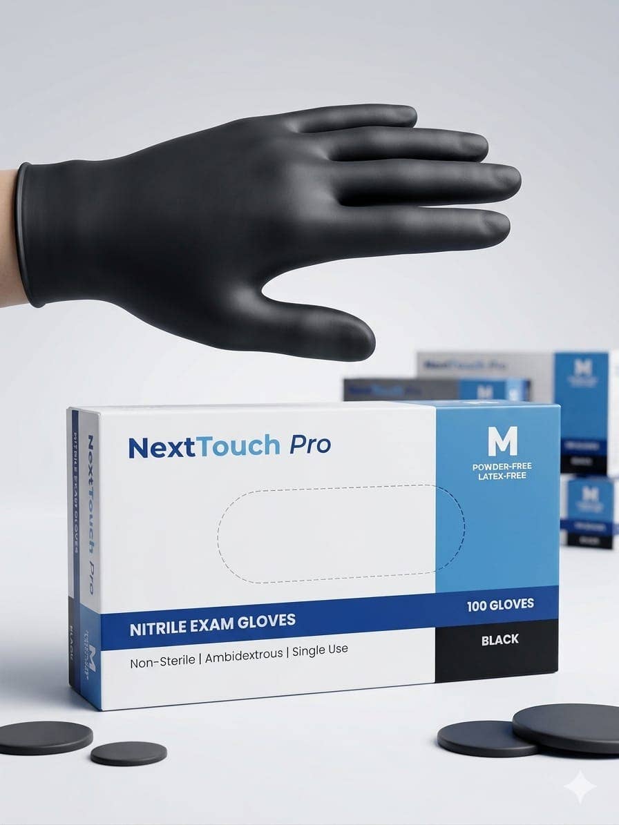 Black Nitrile Exam Gloves - 4 Mil Latex-Free 100 Ct - themonogram manor 