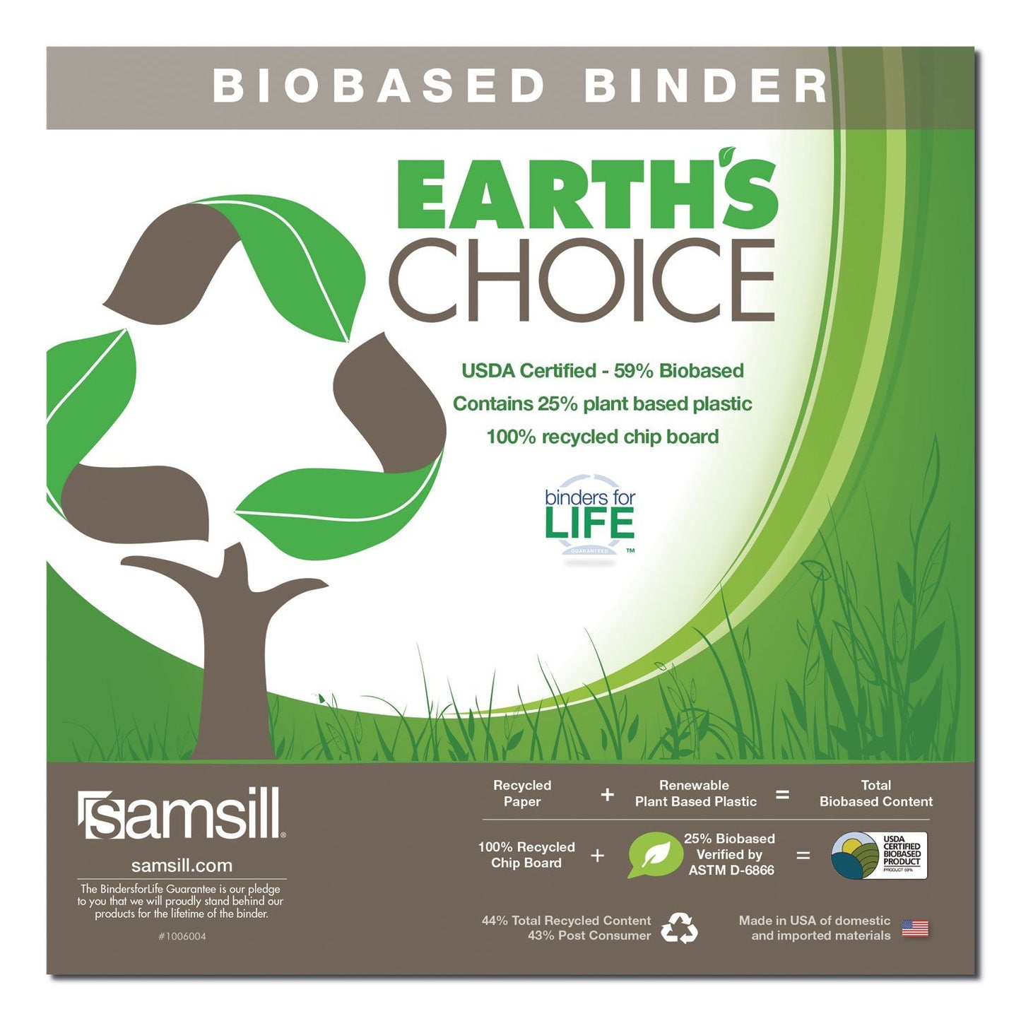 Samsill Earth's Choice Biobased D - Ring View Binder, 3 Rings, 1" Capacity, 11 x 8.5, White - themonogram manor 