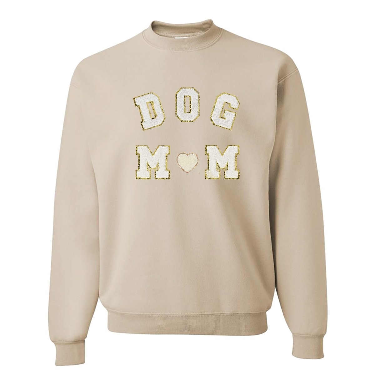 Dog Mom Letter Patch Crewneck Sweatshirt - themonogram manor 