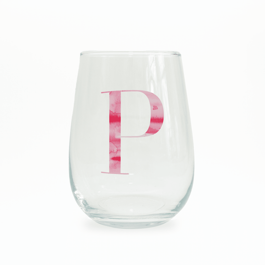 P Monogram Stemless Wine Glass - themonogram manor 
