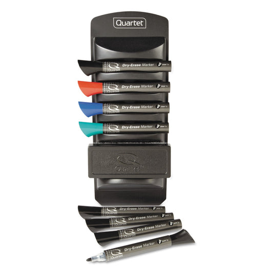 Quartet Marker Caddy Kit, Broad Chisel Tip, Assorted Colors, 8/Set - themonogram manor 