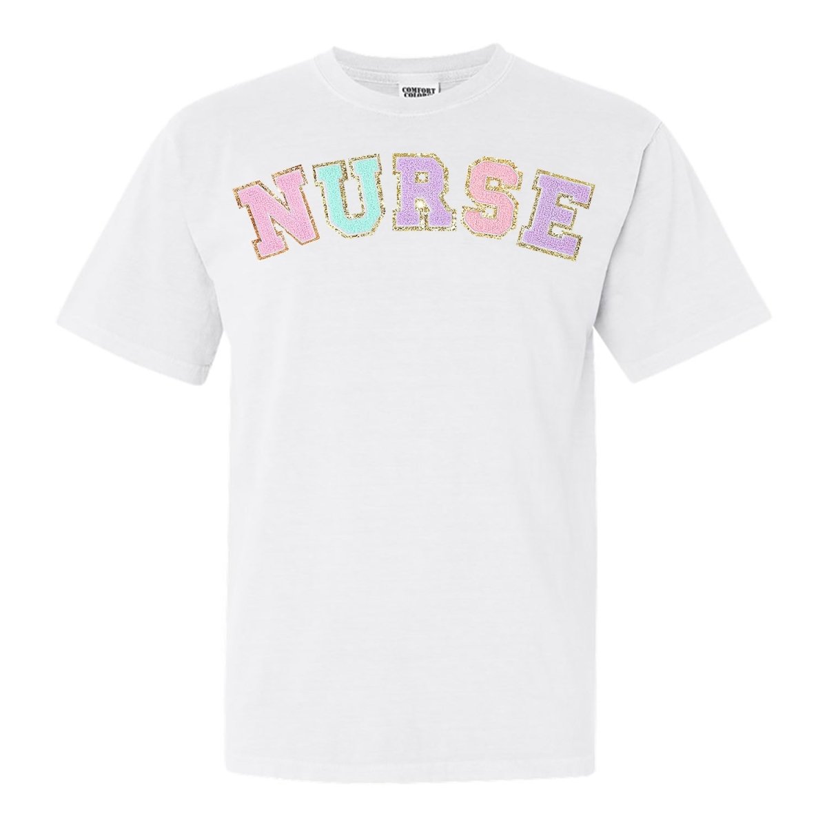 Nurse Colorful Letter Patch Comfort Colors T-Shirt - themonogram manor 