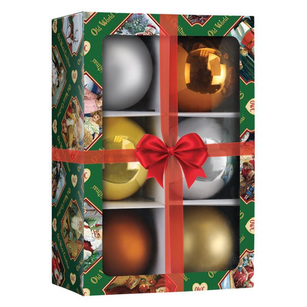 Metallics Balls - 3.5" 6 Count Ornament - themonogram manor 