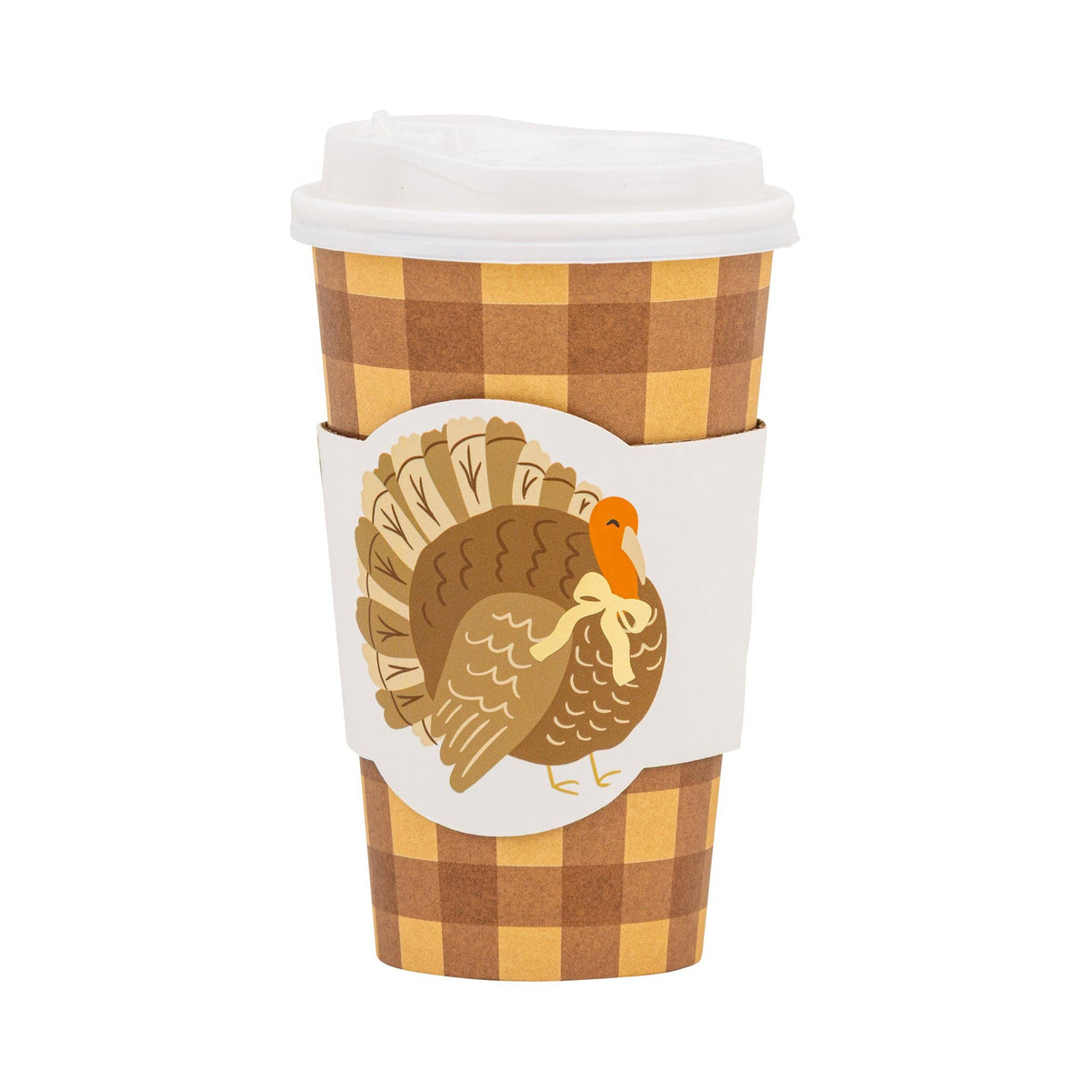 PLTG1821 - Brown Gingham Turkey To Go Cups (8ct 16oz) - #themonogram manor #