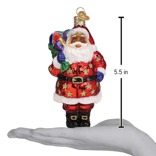 Jolly African American Santa Ornament - themonogram manor 