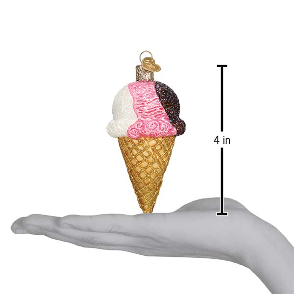 Neapolitan Ice Cream Cone Ornament - themonogram manor 
