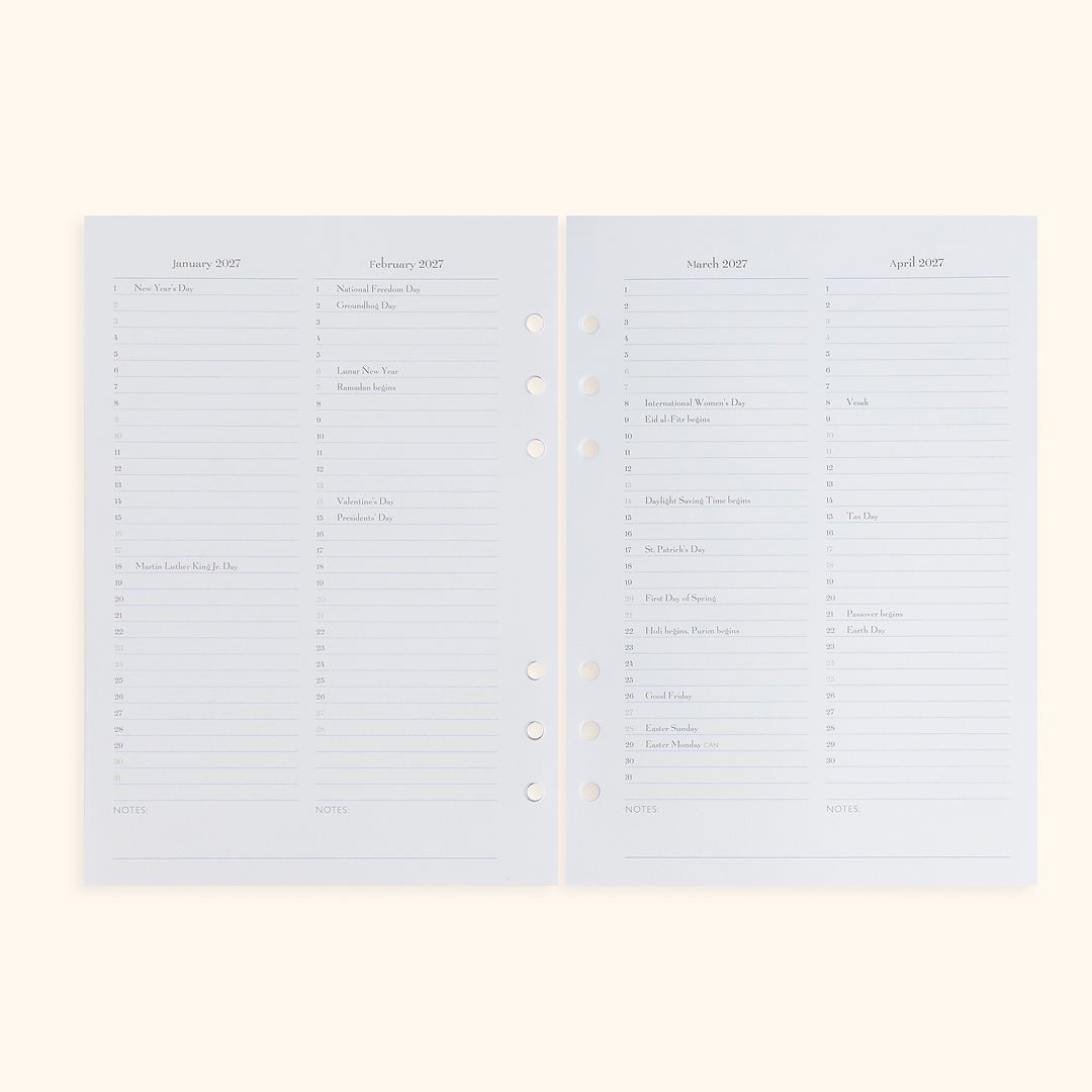 A5 Inserts for Weekly Planner Personal Portfolio 2026 - themonogram manor 