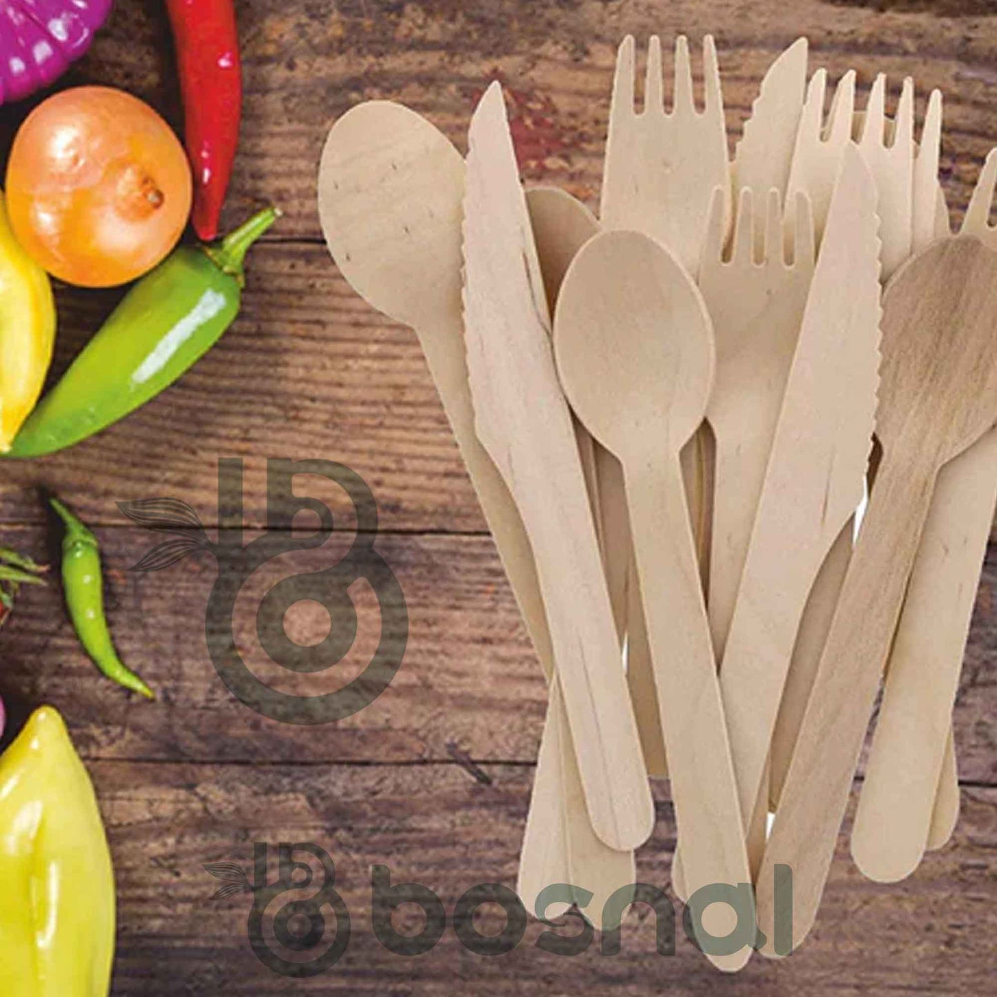 Bosnal – Wooden Disposable Cutlery Set, 6.5 inch, 100 Pcs - themonogram manor 