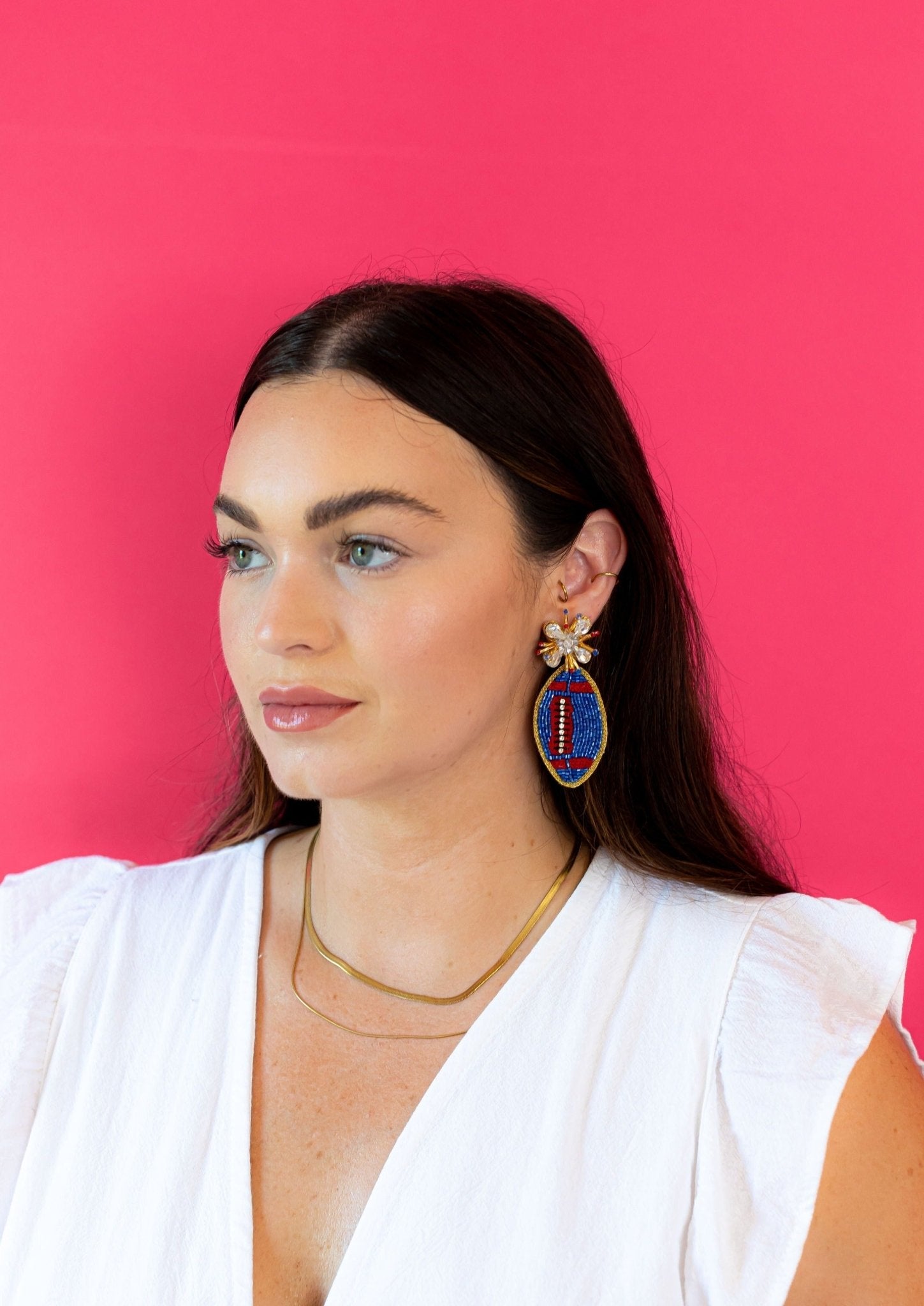 Football Burst Earrings - Blue and Red - themonogram manor 