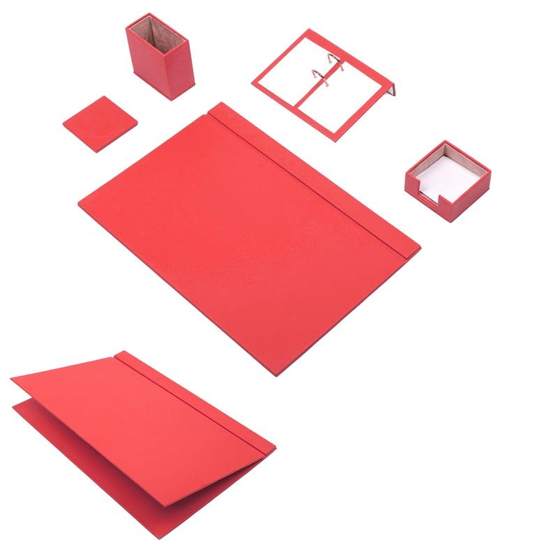 MOOG Leather Desk Set - 5 Accessories - White - 5 PCS - themonogram manor 