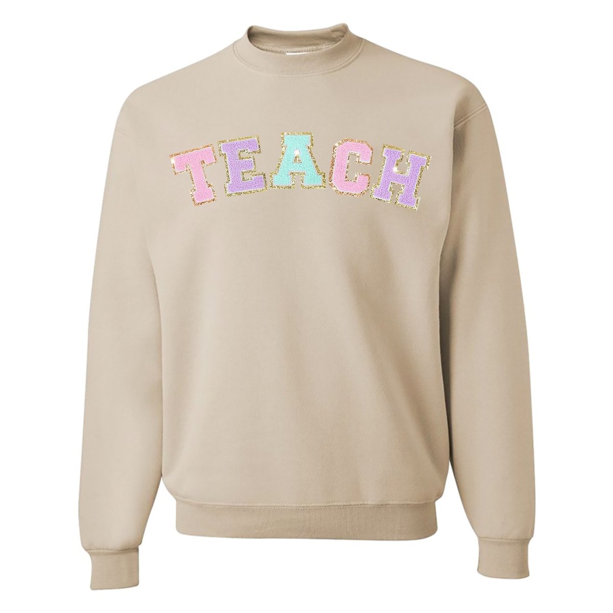 Teach Letter Patch Crewneck Sweatshirt - themonogram manor 