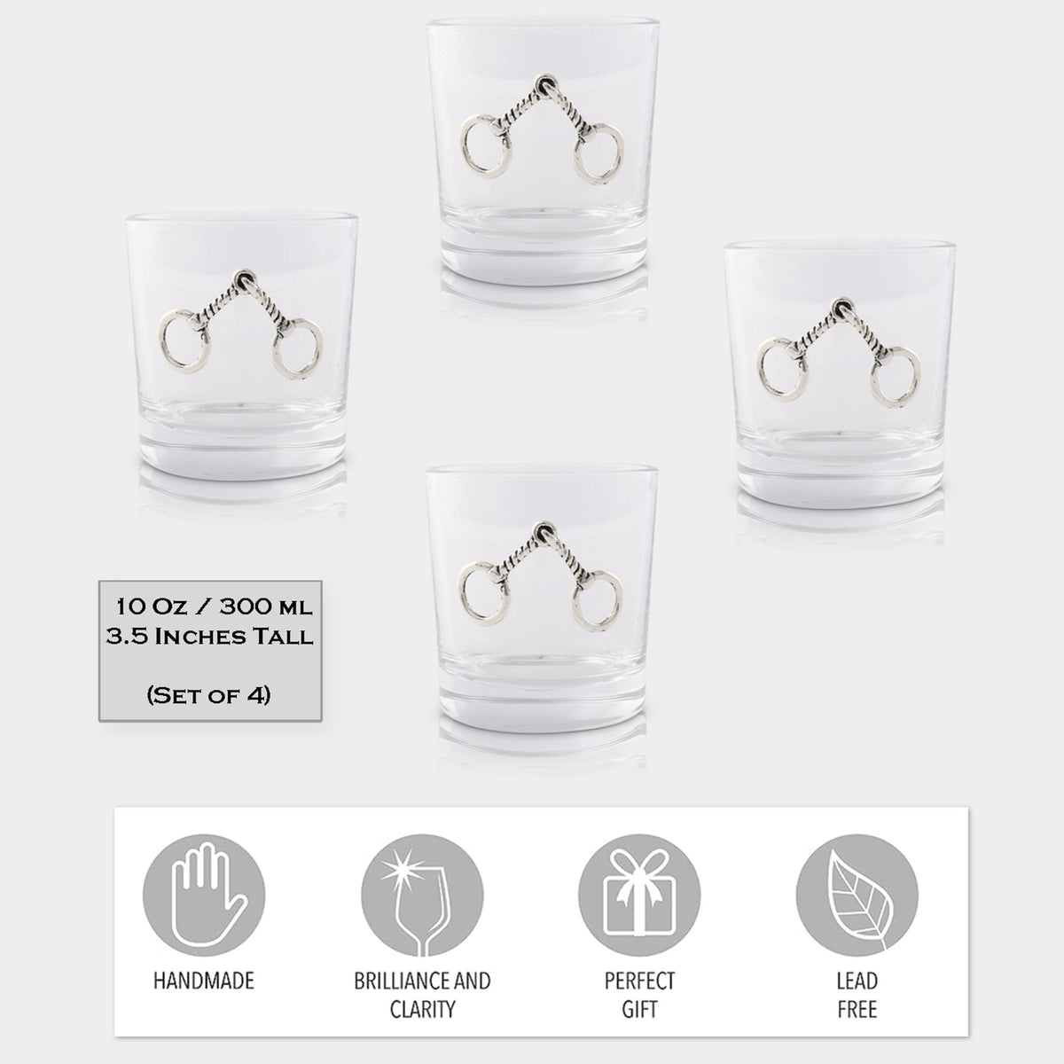 Equestrian Bit Bar Glasses Set of 4 - themonogram manor 
