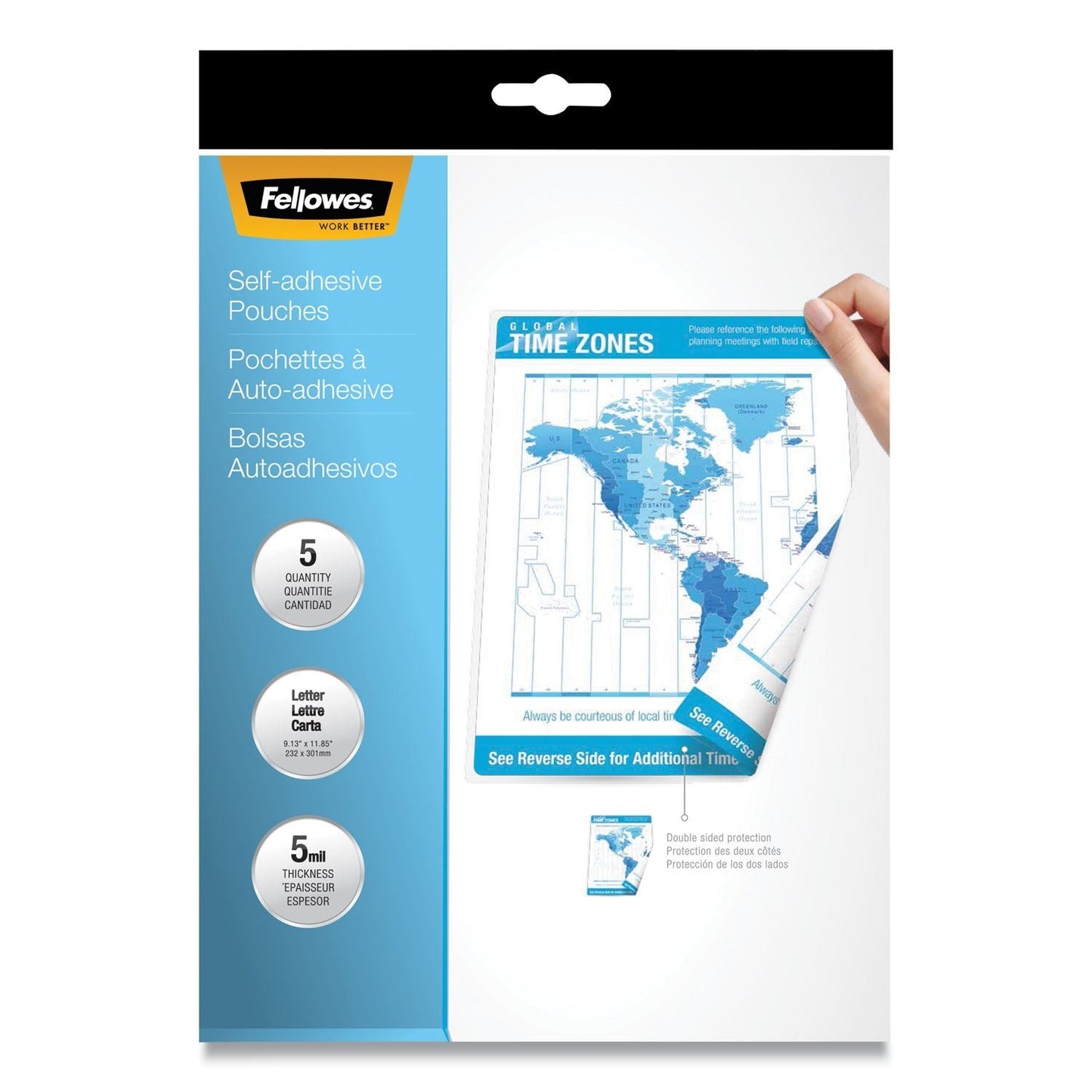 Fellowes Self - Adhesive Laminating Pouches, 5 mil, 9" x 11.5", Gloss Clear, 5/Pack - themonogram manor 