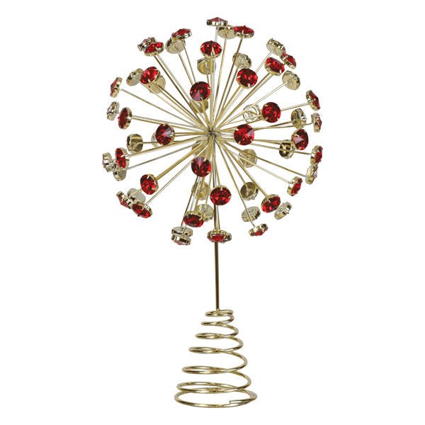 12" Red Crystal Burst Tree Topper - themonogram manor 