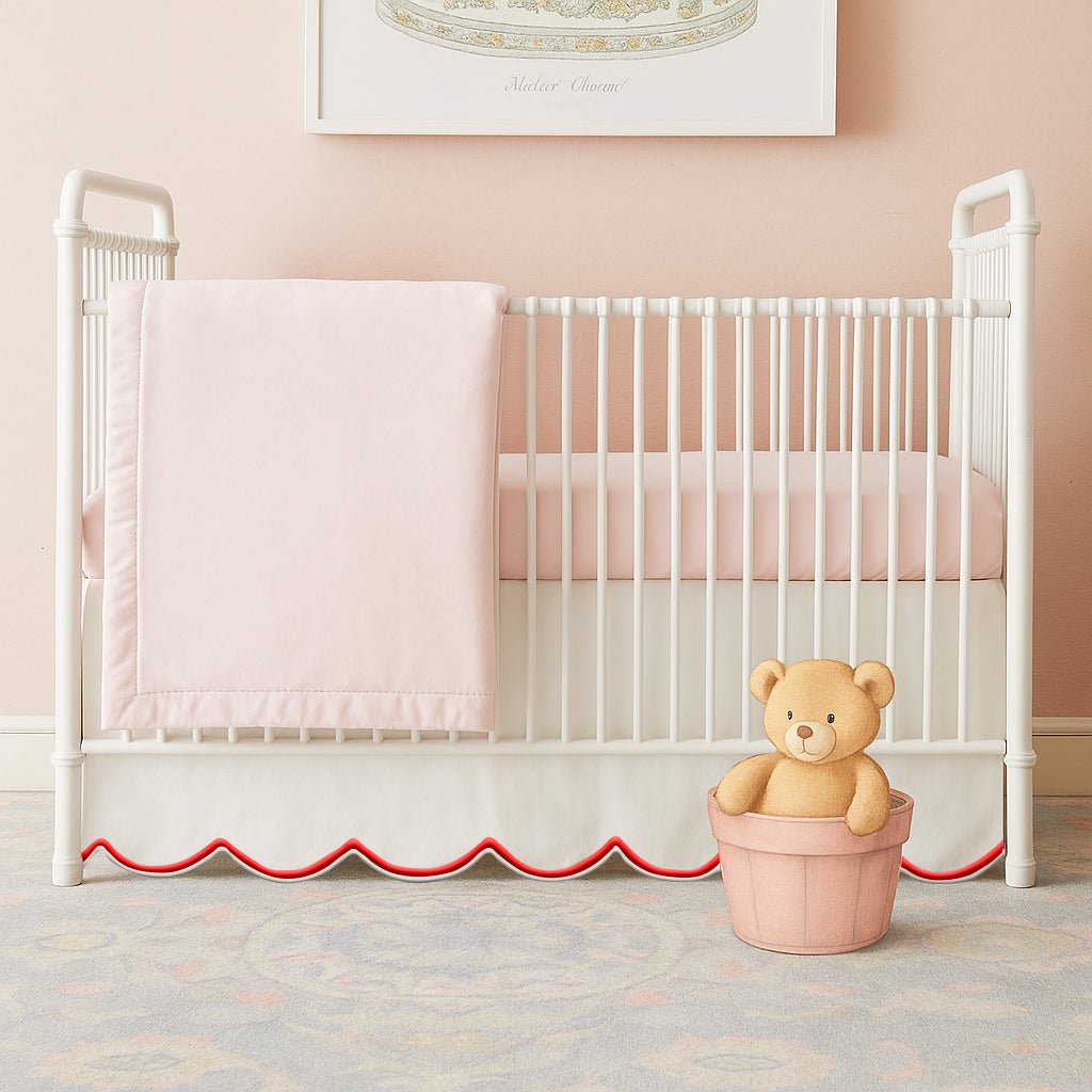 Scallop Embroidery Cotton Crib Skirt - themonogram manor 