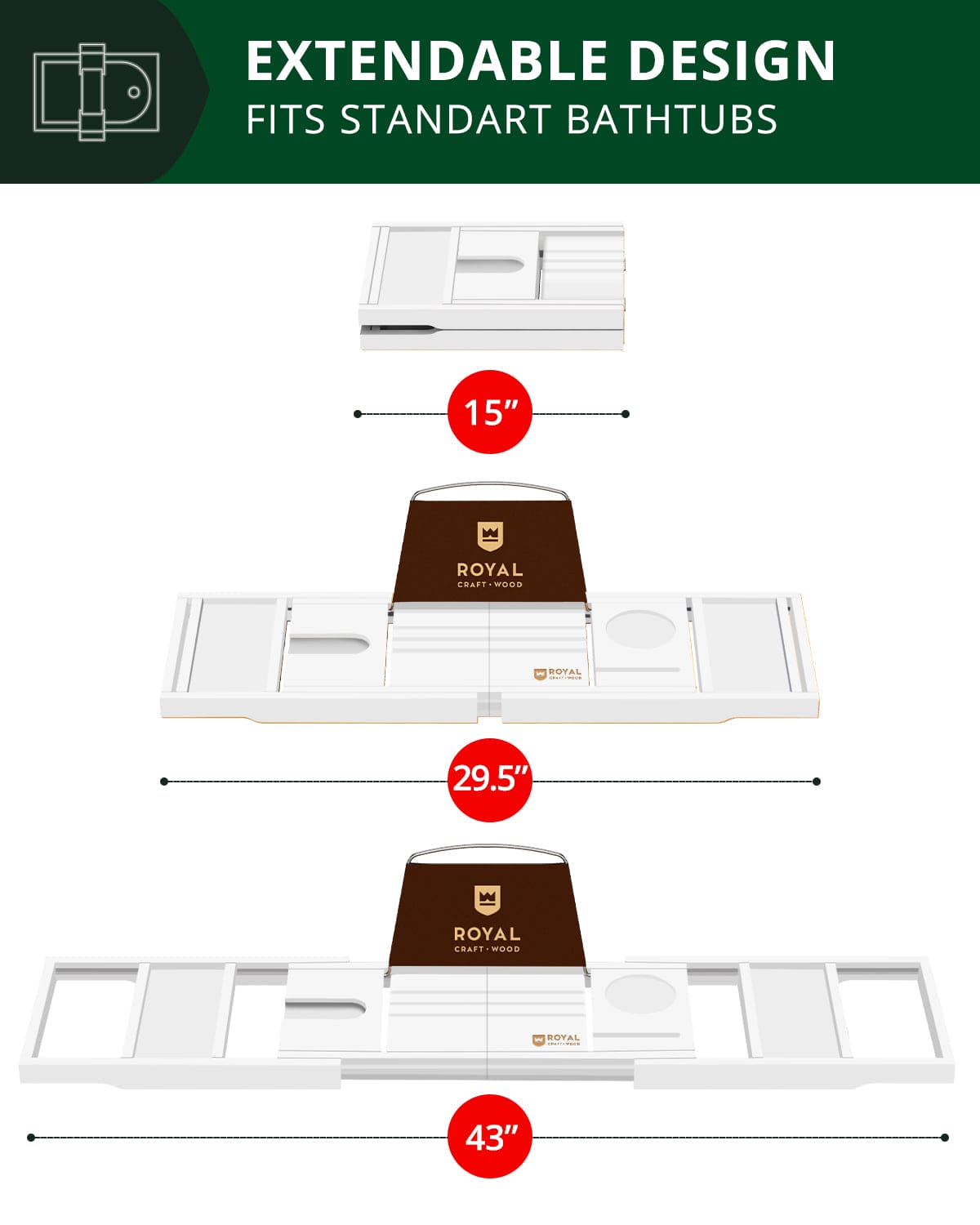 Bathtub Caddy Tray, White - themonogram manor 