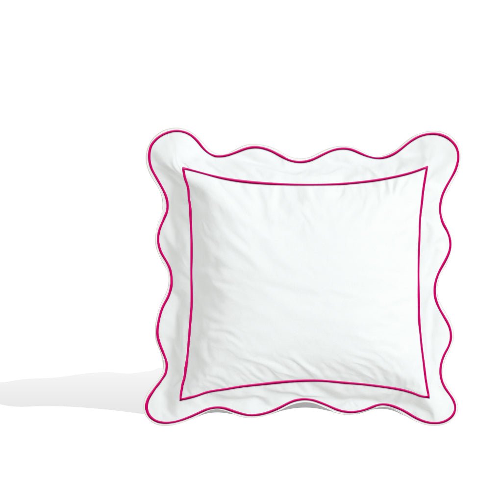 Monogram 400TC Cotton Scallop Embroidery & Border Sateen Solid Euro Sham - themonogram manor 