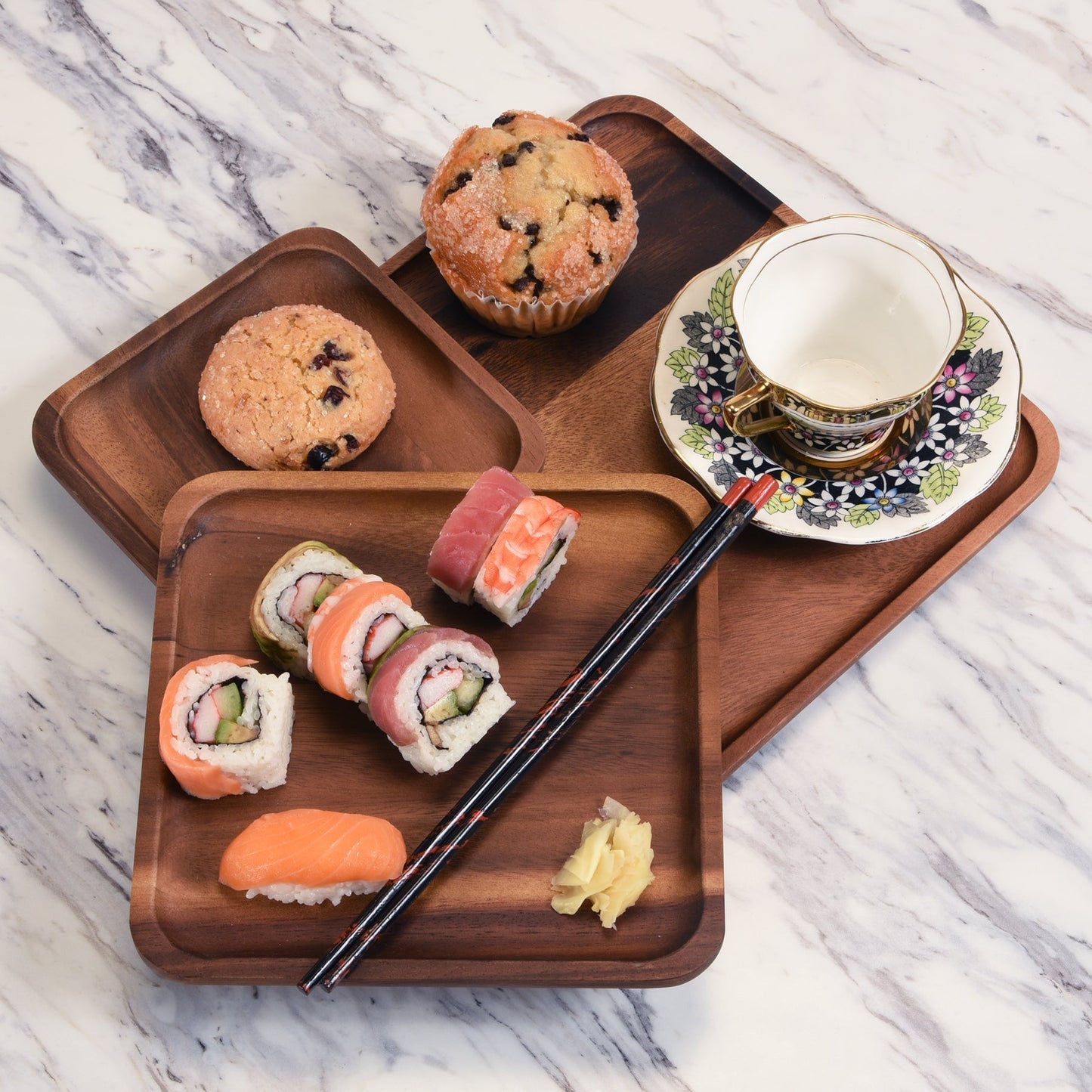 set of 3 Acacia Plates - 1 each size - themonogram manor 