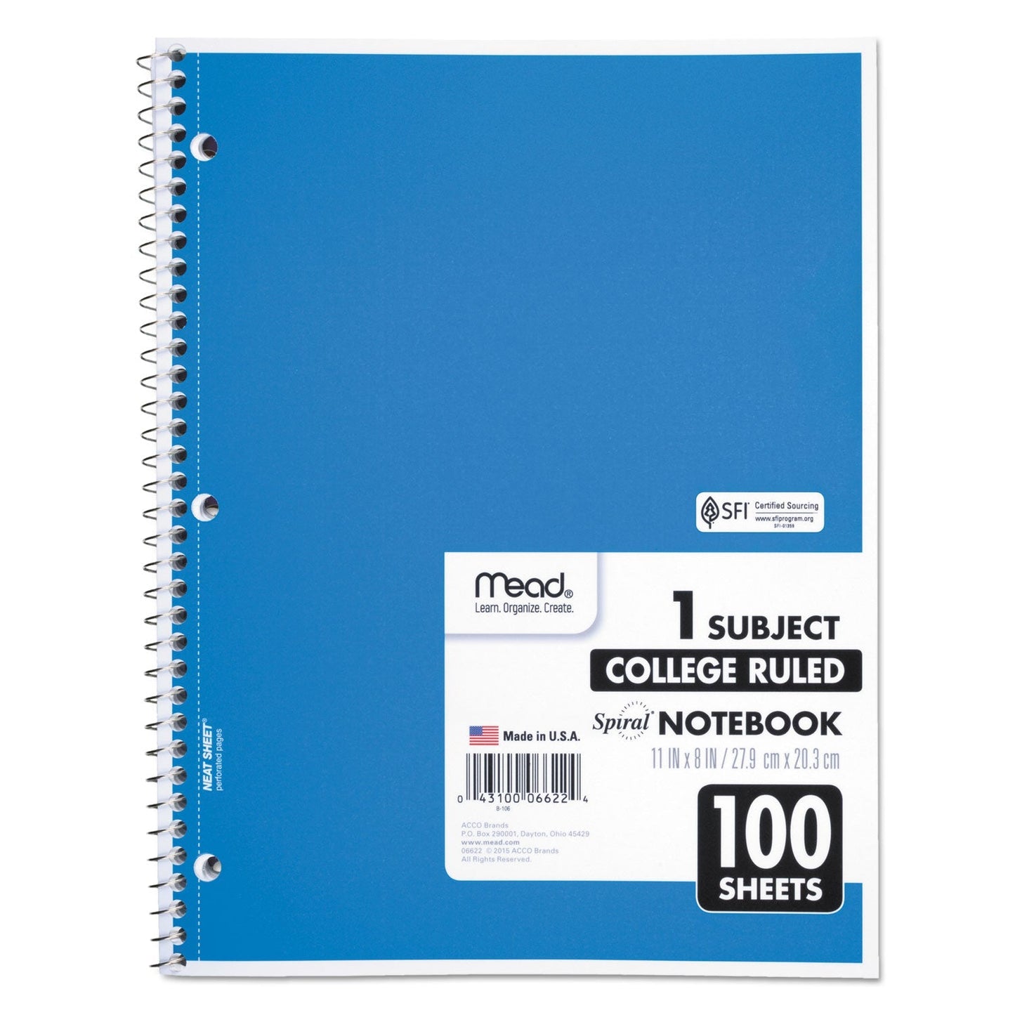 Mead Spiral Notebook, 3 - Hole Punched, 1 Subject, Medium/College Rule, Randomly Assorted Covers, 11 x 8, 100 Sheets - themonogram manor 