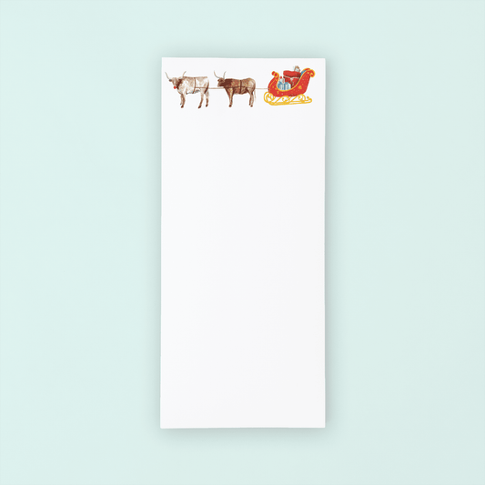 Longhorns Pulling Sleigh Lists Pad - themonogram manor 