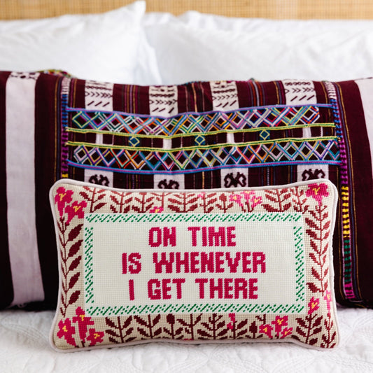 On Time Needlepoint Pillow - themonogram manor 