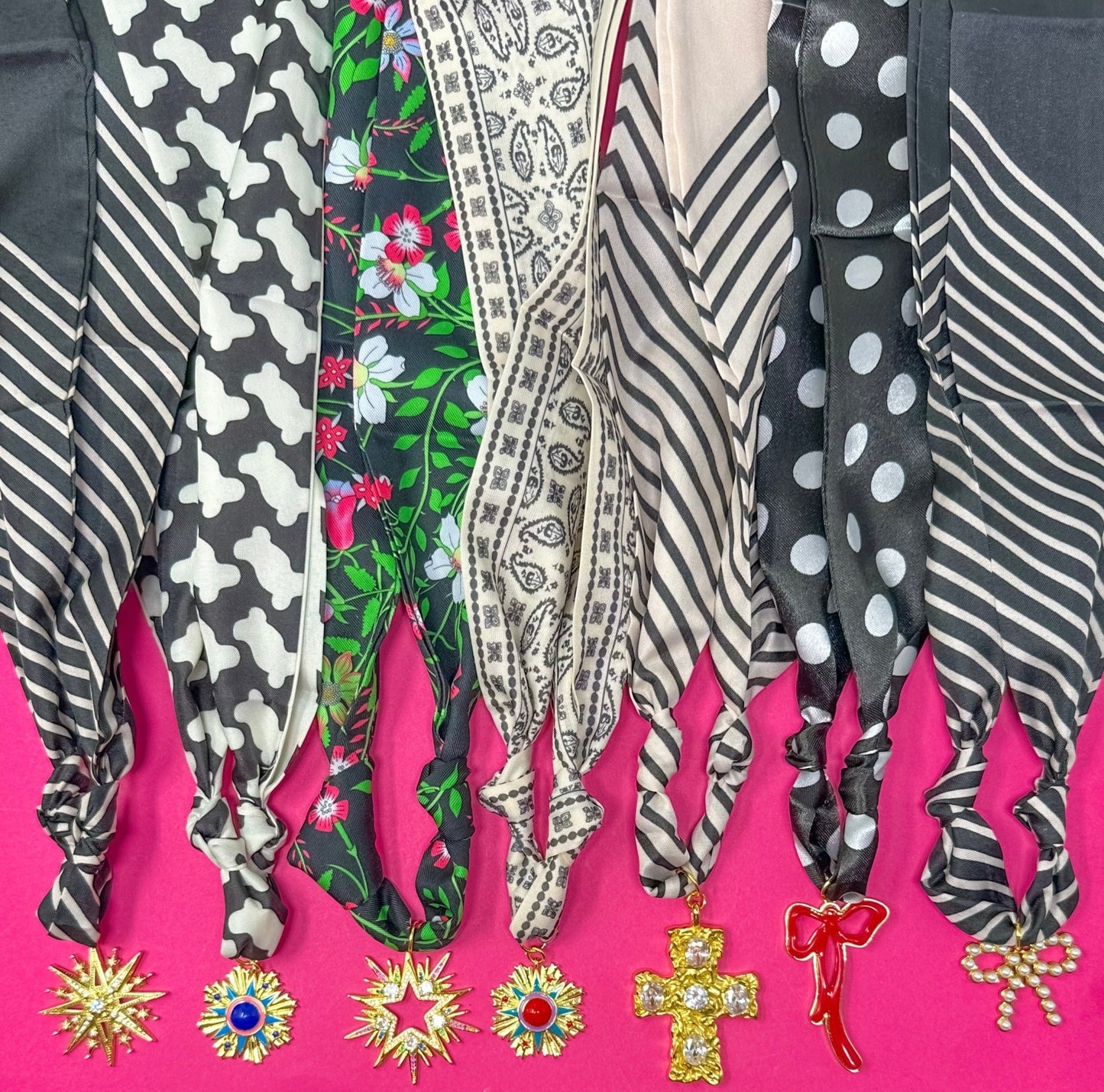 Game Day Scarf Charm Necklace - Black and White - themonogram manor 