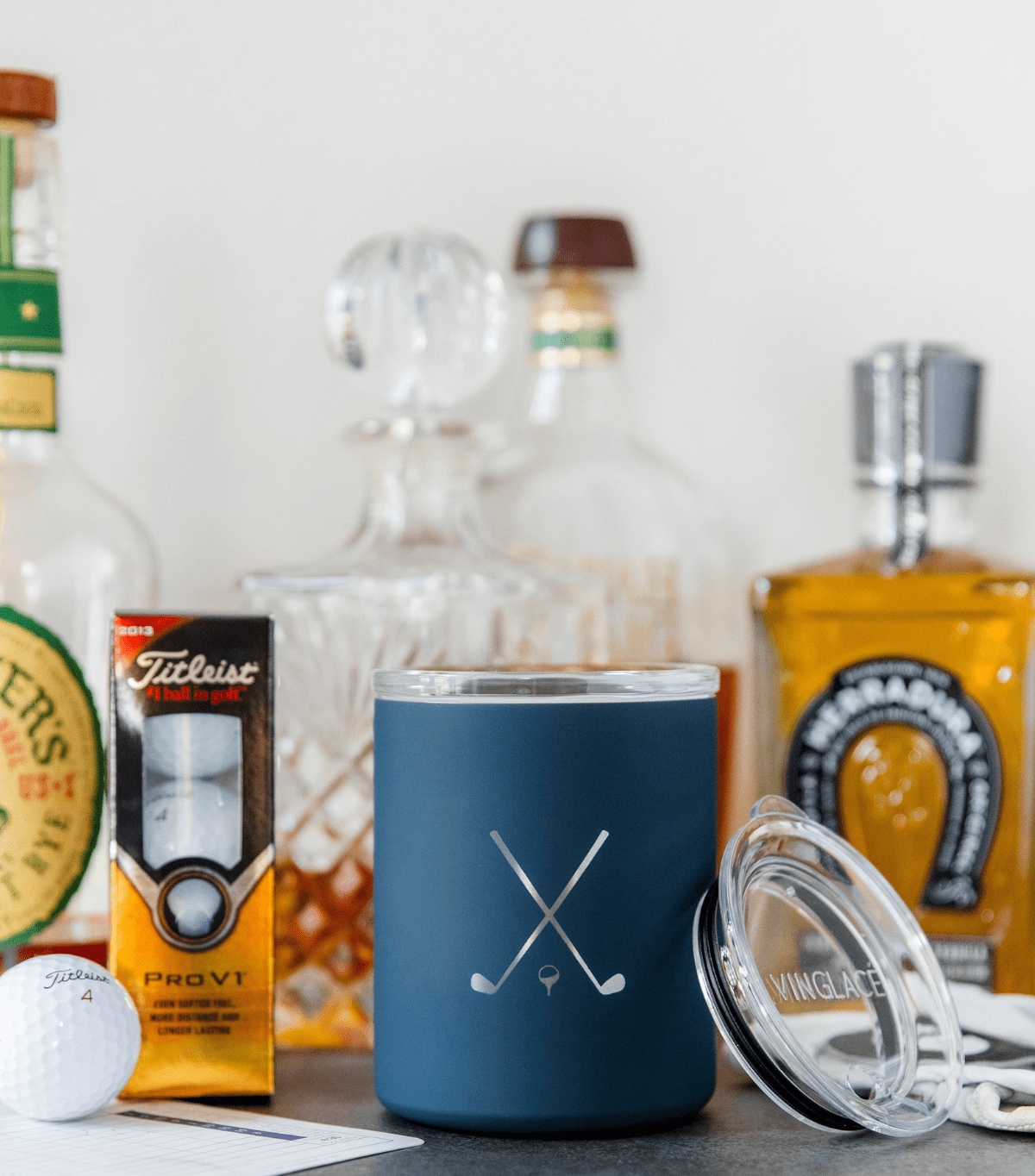 Limited Edition Golf Set of 2 Whiskey in Navy - themonogram manor 