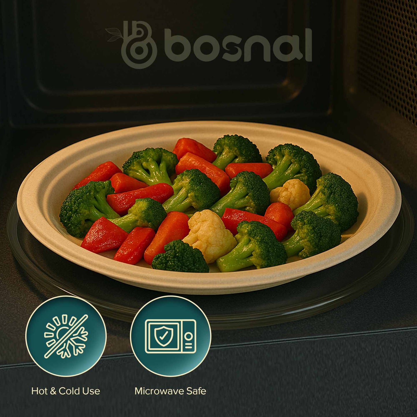 Bosnal - Sugarcane Bagasse Compostable Plates, 7 inch, Round - themonogram manor 