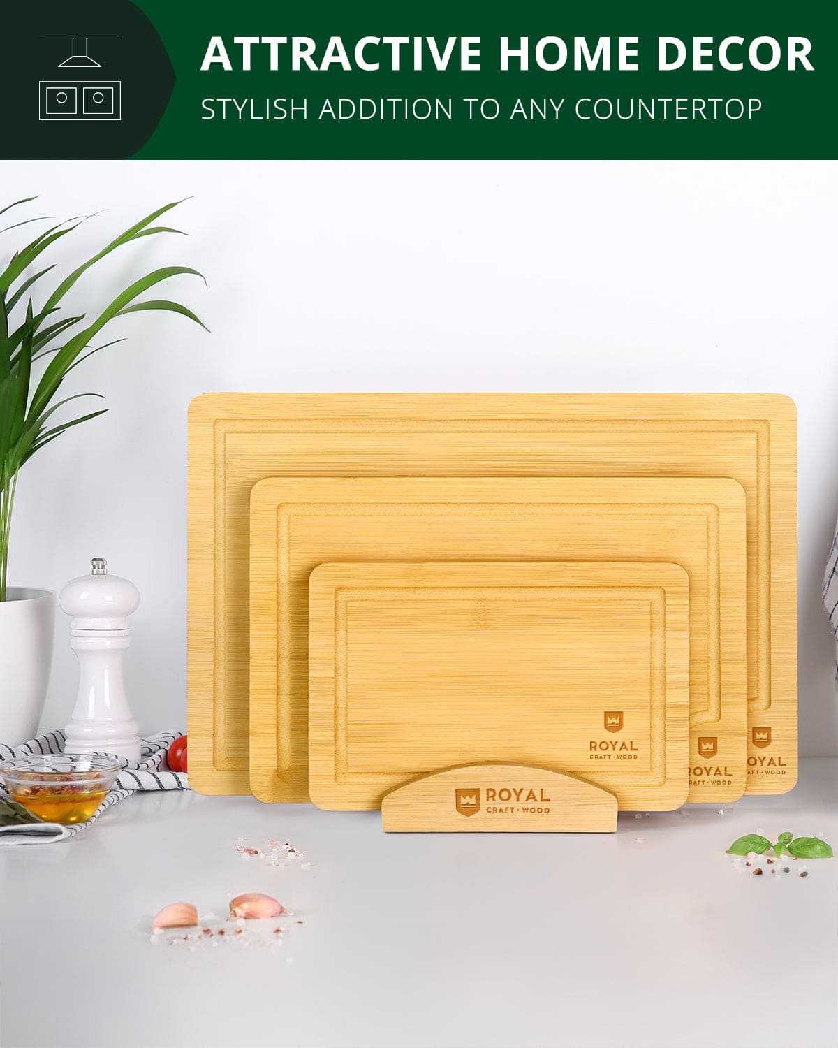 Cutting Board Stand with 3 Slots, Natural - themonogram manor 