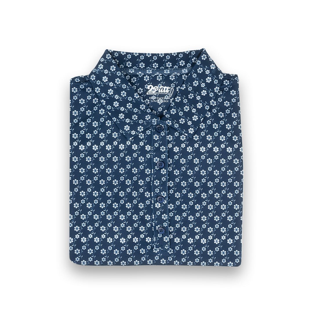 Blue Floral Women's Polo (Sleeveless) - themonogram manor 