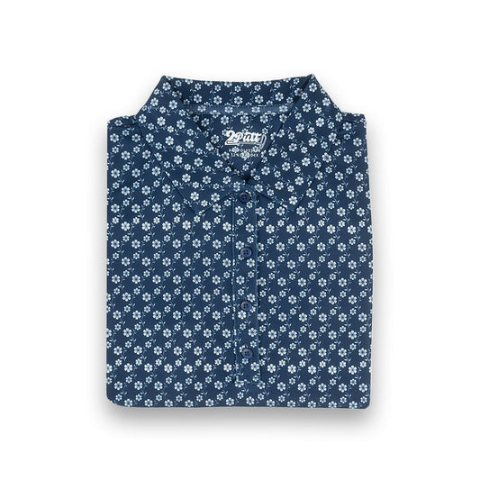 Blue Floral Women's Polo (Sleeveless) - themonogram manor 