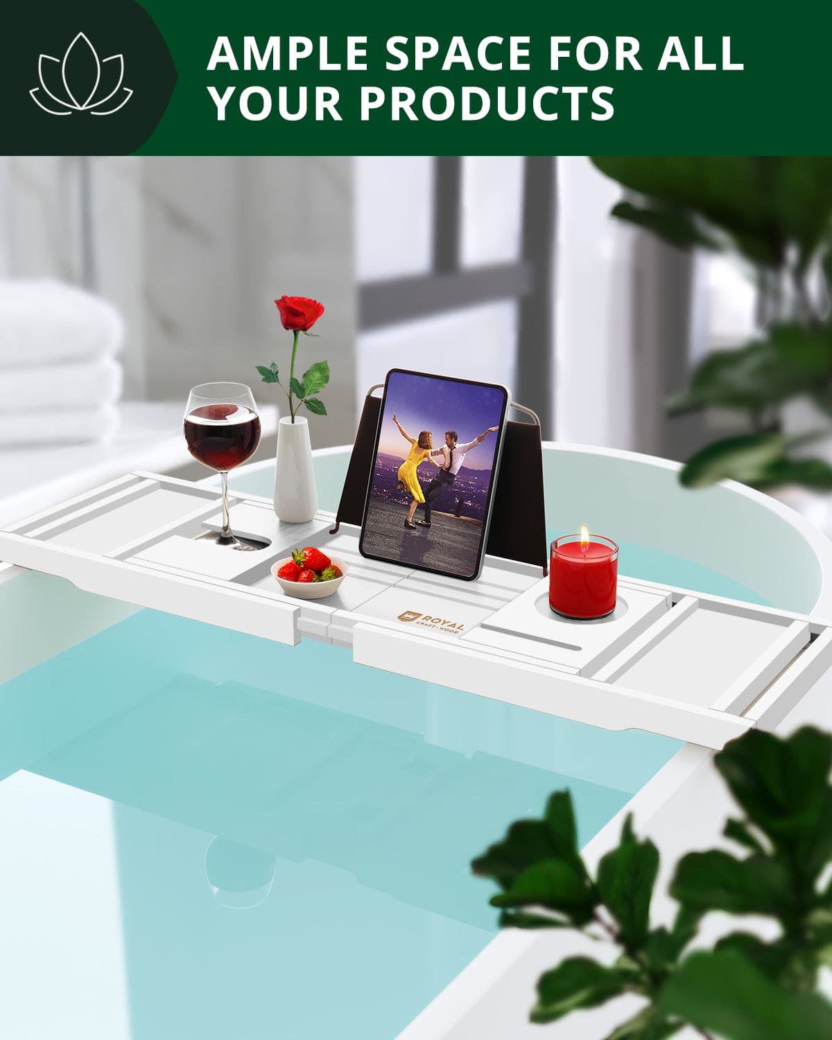 Bathtub Caddy Tray, White - themonogram manor 