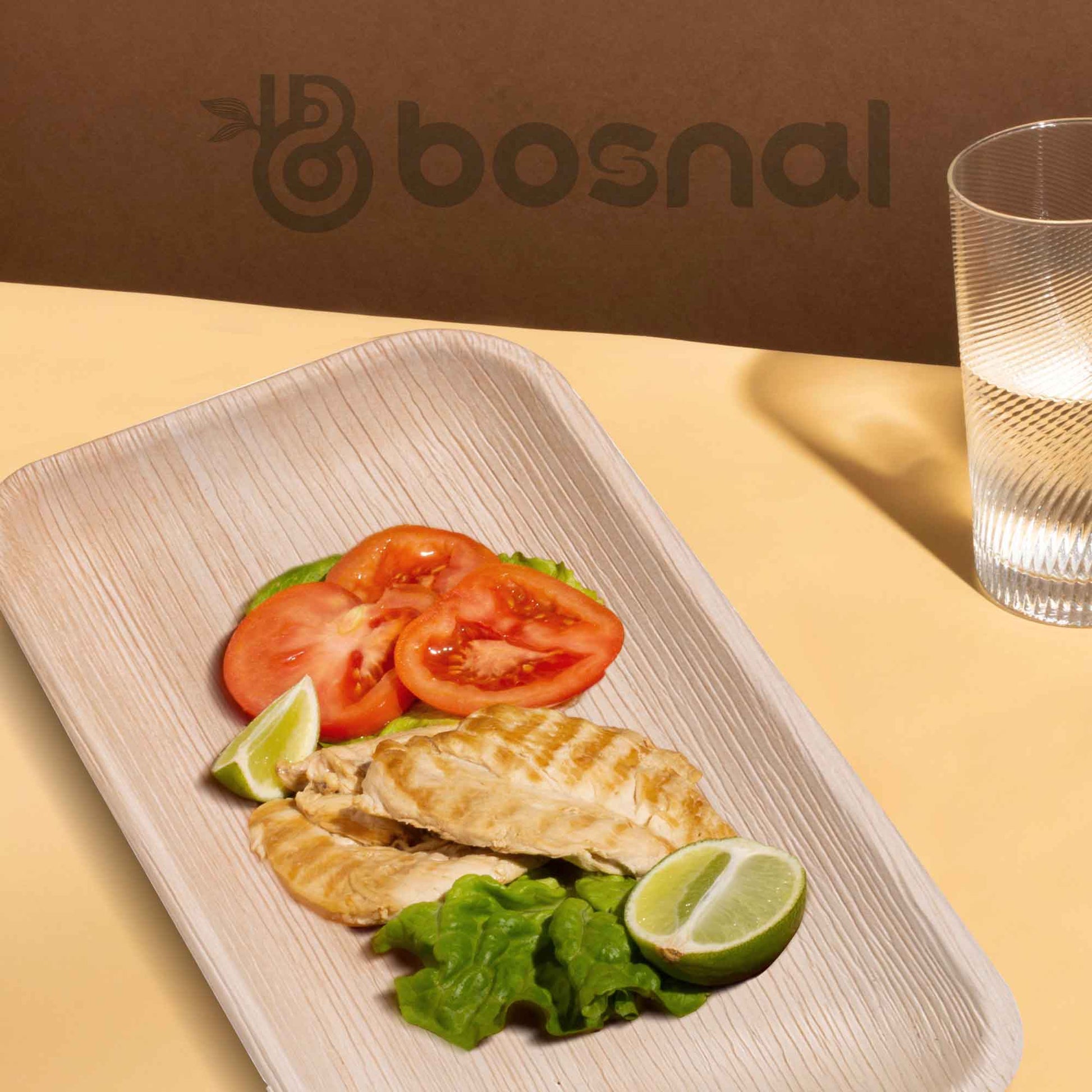 Bosnal - Palm Leaf Biodegradable Plates, 9 x 6 inch Rectangle - themonogram manor 