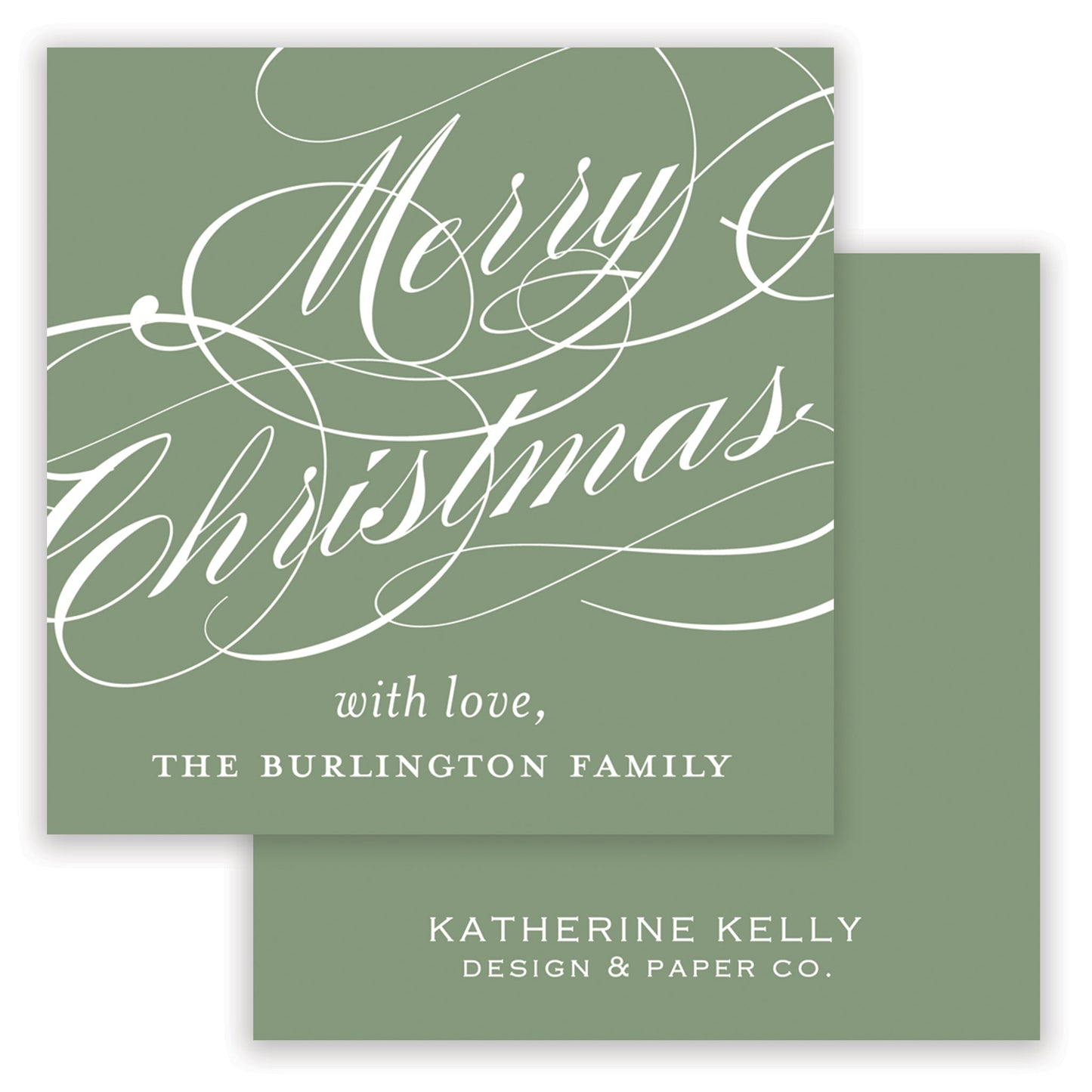 christmas script sage enclosure card - themonogram manor 