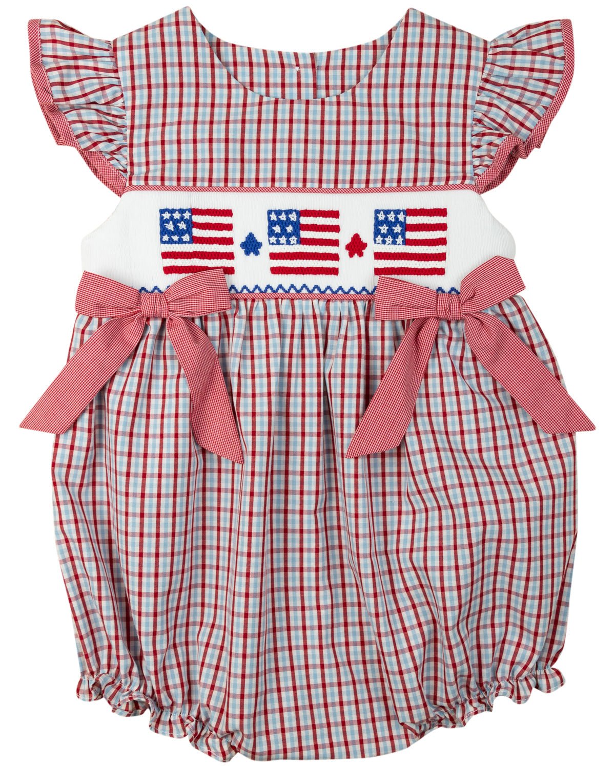 Flags Smocked Checked Bubble - FINAL SALE - themonogram manor 