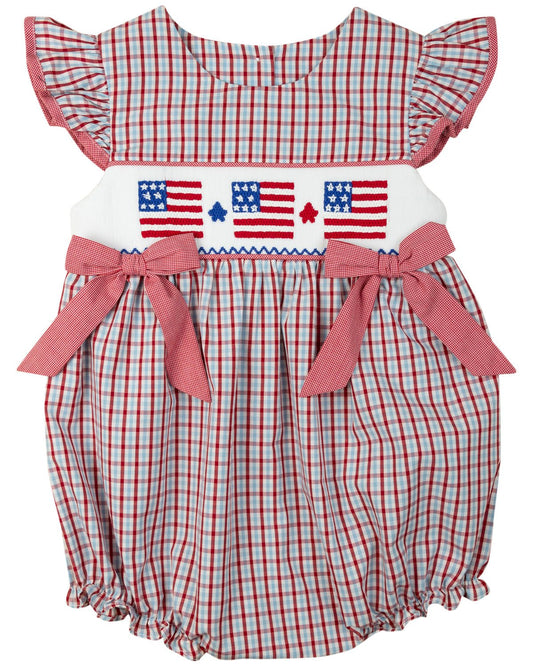 Flags Smocked Checked Bubble - FINAL SALE - themonogram manor 