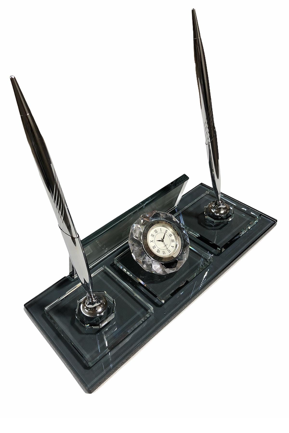 MOOG Glass Desk Name Plate (with Clock) - themonogram manor 