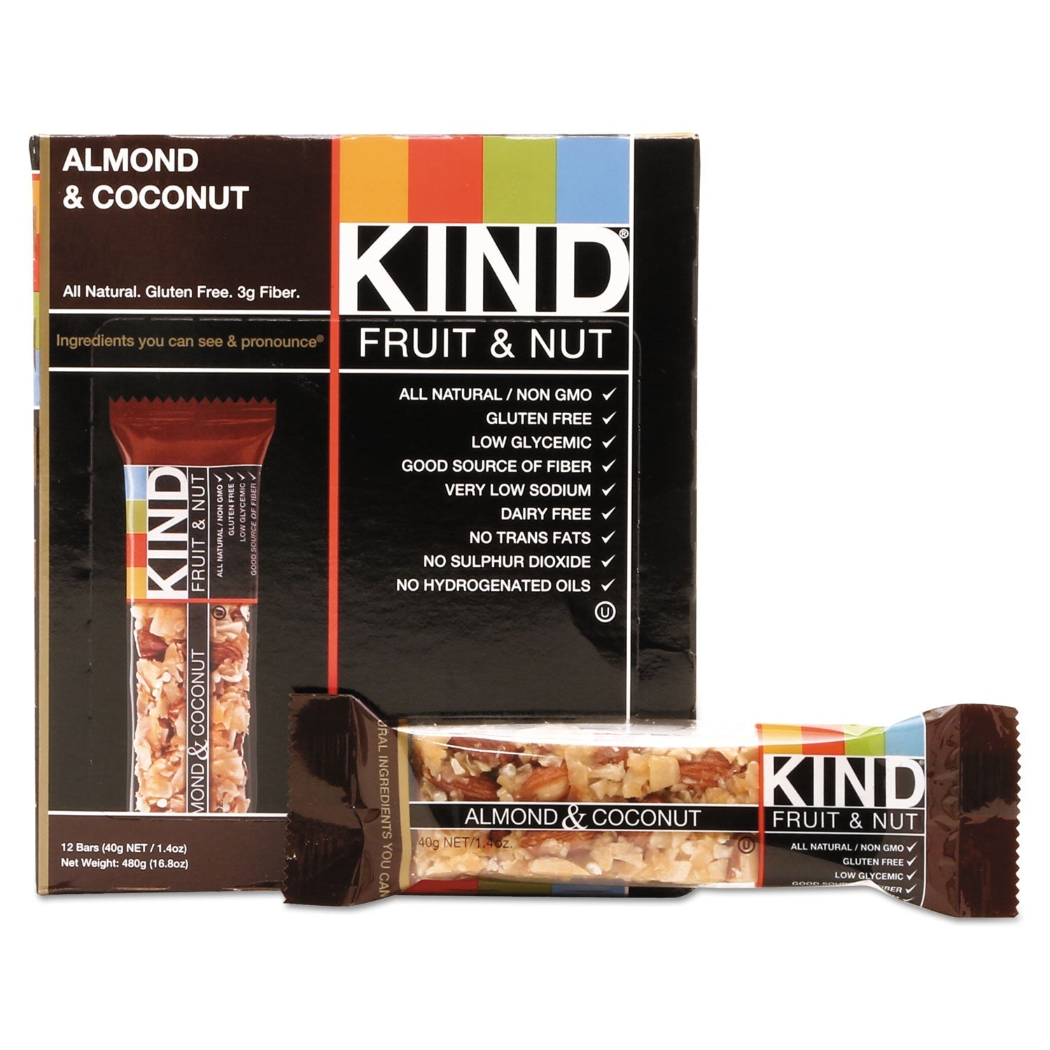 KIND Fruit and Nut Bars, Almond and Coconut, 1.4 oz, 12/Box - themonogram manor 