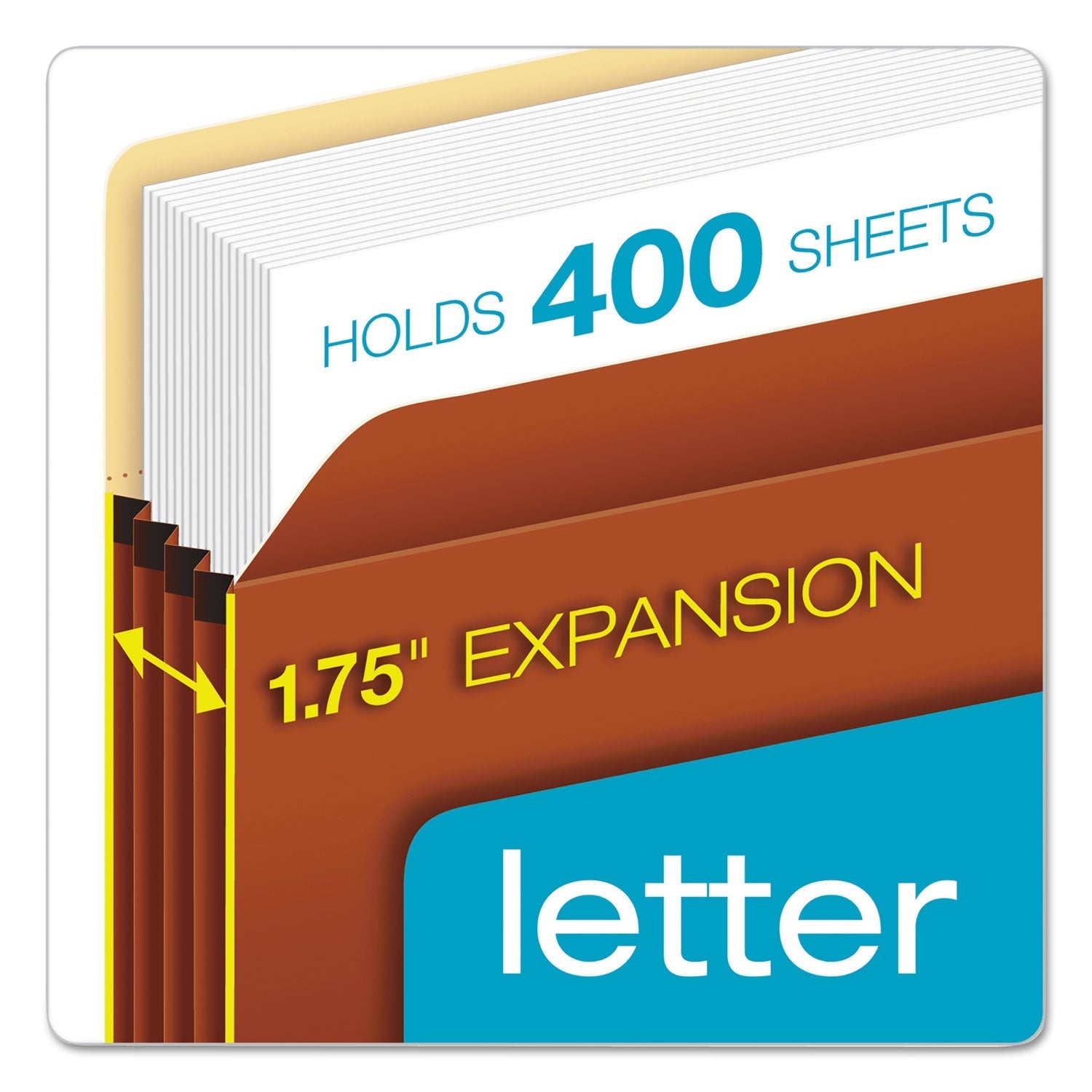Pendaflex Standard Expanding File Pockets, 1.75" Expansion, Letter Size, Red Fiber, 25/Box - themonogram manor 