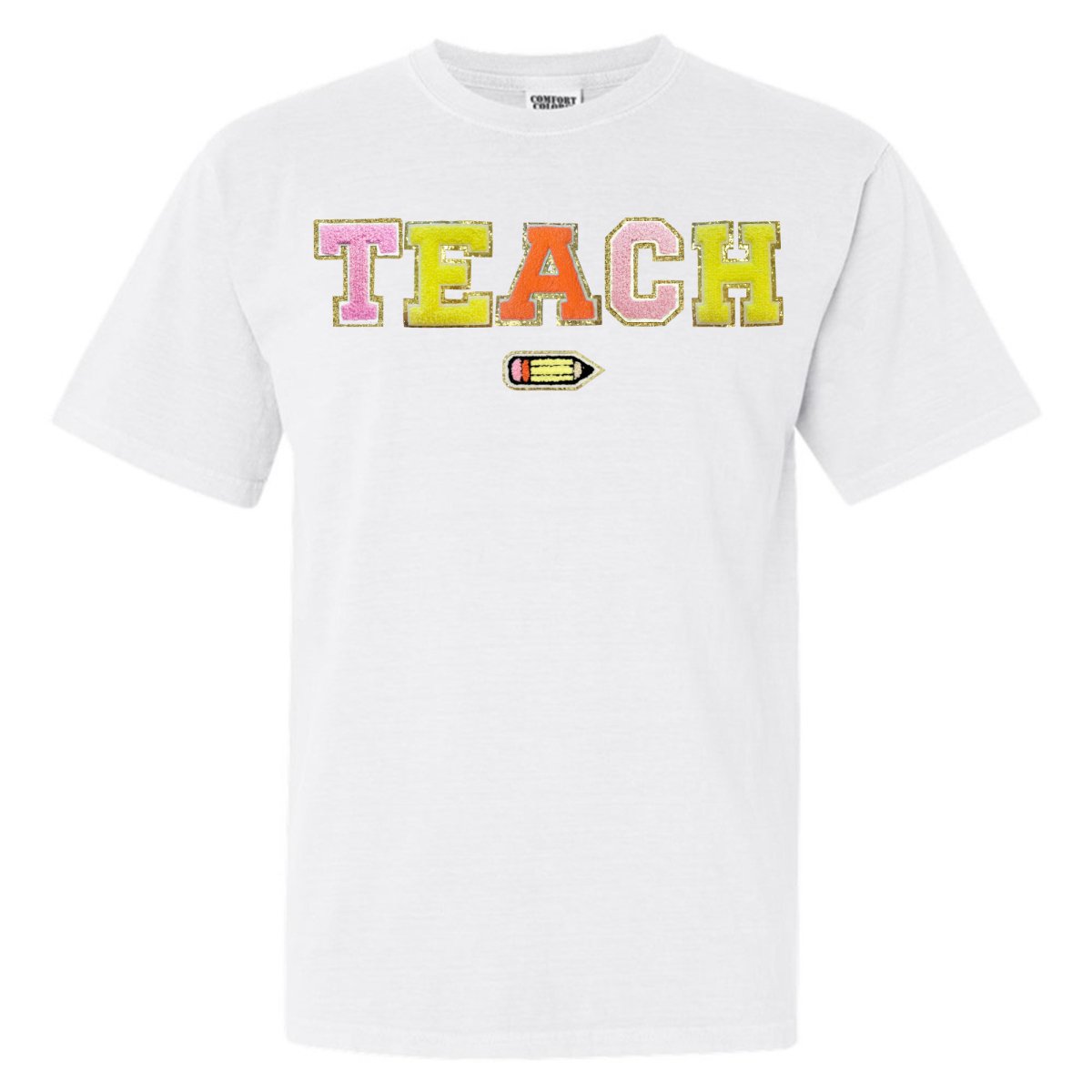 Teach Pencil Letter Patch T-Shirt - themonogram manor 